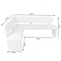 Loftscape Banc d’angle Talcott - Imitation cuir - Chrome - Blanc - Largeur : 194 cm - Angle à gauche (vu de face) -Bancs Soldes Boutique 1000232825 201204 14064300166 SKETCH DETAILS P000000001000232825 sketch