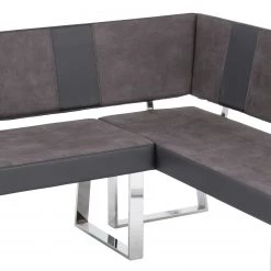 Loftscape Banc d’angle Mile - Cuir synthétique & Microfibre / Acier - Gris vintage / Chrome -Bancs Soldes Boutique 1000233992 210108 13125000421 DETAILS P000000001000233992