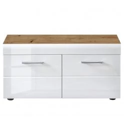 Loftscape Banc d’entrée Liffre - Blanc brillant / Imitation chêne artisan