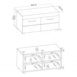 Loftscape Banc d’entrée Liffre - Blanc brillant / Imitation chêne artisan -Bancs Soldes Boutique 1000237345 201230 13151300056 SKETCH DETAILS P000000001000237345 sketch