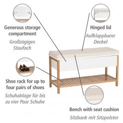 WENKO Banc d’entrée Finja II - Bambou massif - Bambou / Blanc -Bancs Soldes Boutique 1000260953 210423 13360800203 DETAILS P000000001000260953