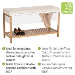 WENKO Banc d’entrée Finja II - Bambou massif - Bambou / Blanc -Bancs Soldes Boutique 1000260953 210423 13360900204 DETAILS P000000001000260953