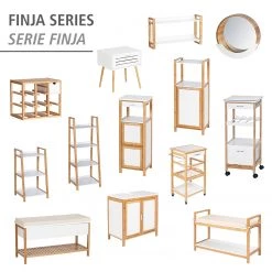 WENKO Banc d’entrée Finja II - Bambou massif - Bambou / Blanc -Bancs Soldes Boutique 1000260953 210423 13361100205 DETAILS P000000001000260953