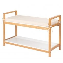 WENKO Banc d’entrée Finja I - Bambou massif - Bambou / Blanc