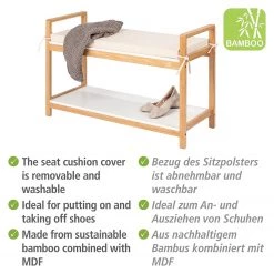 WENKO Banc d’entrée Finja I - Bambou massif - Bambou / Blanc -Bancs Soldes Boutique 1000260954 210423 13362300213 DETAILS P000000001000260954