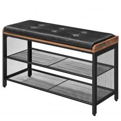 Red Living Banc d’entrée Buxhall - Imitation cuir / Métal - Noir / Marron