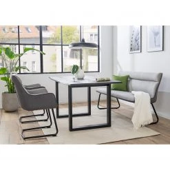 Fredriks Banc Altoona - Tissage à plat / Métal - Gris foncé et gris clair / Noir mat -Bancs Soldes Boutique 1000285153 220819 021 MOOD DETAILS P000000001000285153 mood