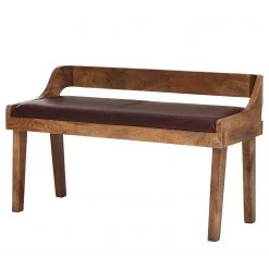 Red Living Banc d’entrée Swisttal - Cuir véritable / Manguier massif - Marron / Manguier