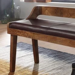 Red Living Banc d’entrée Swisttal - Cuir véritable / Manguier massif - Marron / Manguier -Bancs Soldes Boutique 1000296389 210929 06333100269 DETAILS P000000001000296389