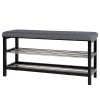 Loftscape Banc d’entrée Paco - Peuplier massif / Métal - Noir / Argenté