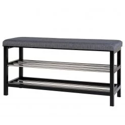 Loftscape Banc d’entrée Paco - Peuplier massif / Métal - Noir / Argenté
