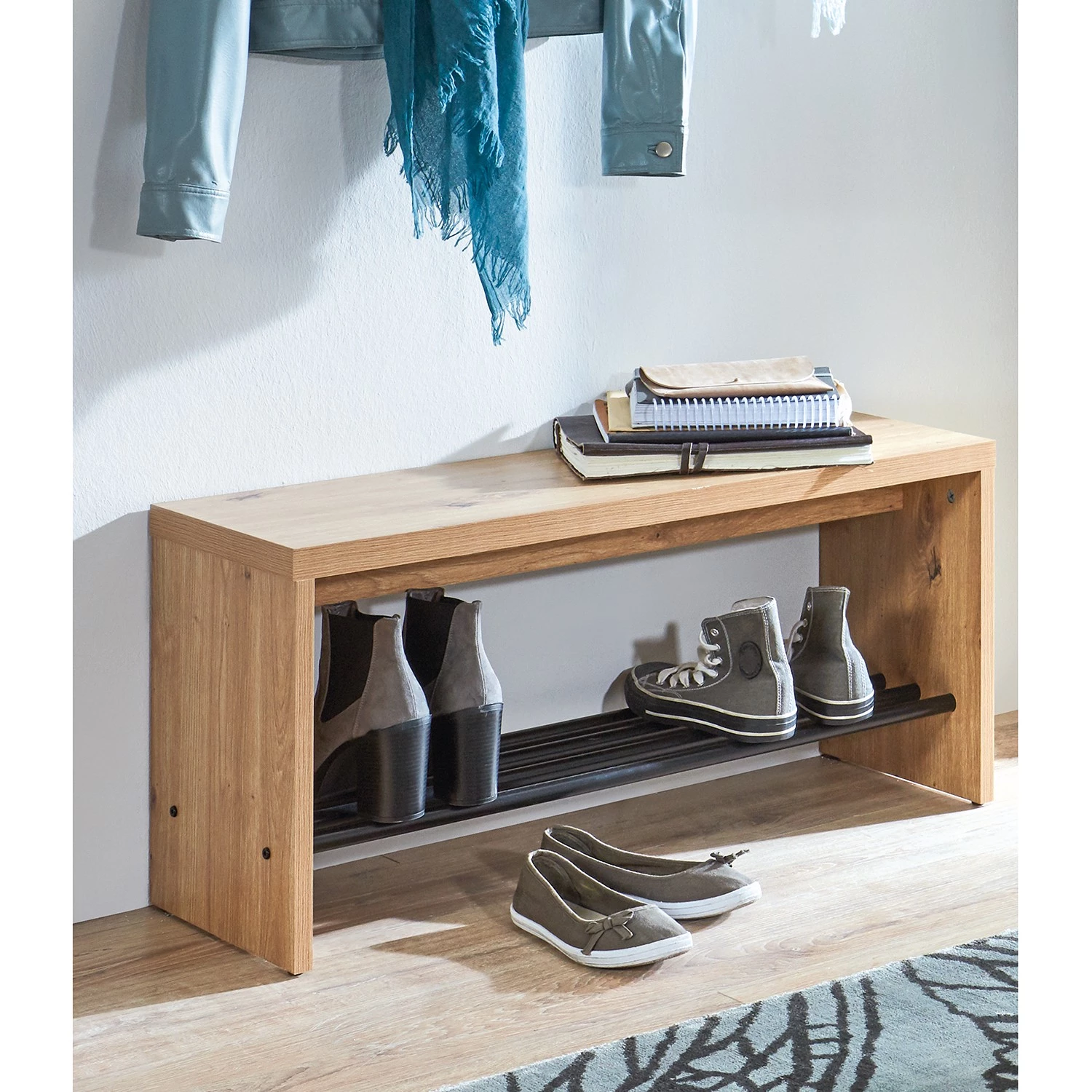 Red Living Banc d’entrée Marle - Imitation chêne / Noir 4 Red Living Banc d’entrée Marle - Imitation chêne / Noir – Image 2