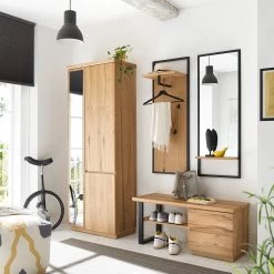 Red Living Banc d’entrée Marcoola - Placage en bois véritable / Métal - Chêne à nœuds / Noir -Bancs Soldes Boutique 1000319464 220412 020 MOOD DETAILS P000000001000319464 mood