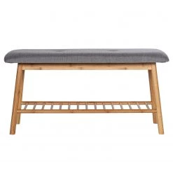 WENKO Banc d’entrée Bahari - Tissu / Bambou massif - Gris / Bambou -Bancs Soldes Boutique 1000345601 220412 035 DETAILS P000000001000345601