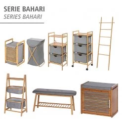 WENKO Banc d’entrée Bahari - Tissu / Bambou massif - Gris / Bambou -Bancs Soldes Boutique 1000345601 220412 070 DETAILS P000000001000345601