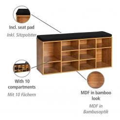 WENKO Banc d’entrée Loft - Imitation bambou / Gris -Bancs Soldes Boutique 1000345608 220412 040 DETAILS P000000001000345608