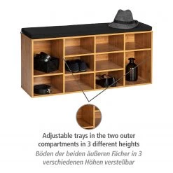 WENKO Banc d’entrée Loft - Imitation bambou / Gris -Bancs Soldes Boutique 1000345608 220412 050 DETAILS P000000001000345608