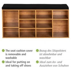 WENKO Banc d’entrée Loft - Imitation bambou / Gris -Bancs Soldes Boutique 1000345608 220412 060 DETAILS P000000001000345608