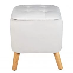 WENKO Tabouret d’entrée Ferrara - Tissu / Chêne massif - Gris clair / Chêne -Bancs Soldes Boutique 1000345610 220412 030 DETAILS P000000001000345610