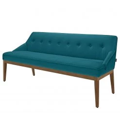 Tom Tailor Banquette Cozy - Velours / HĂȘtre massif - Bleu pĂ©trole - Largeur : 180 cm - HĂȘtre foncĂ©