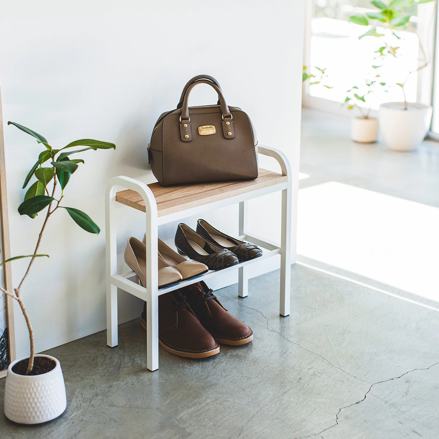 Yamazaki Banc range-chaussures Tower - Métal - Blanc 4 Yamazaki Banc range-chaussures Tower - Métal - Blanc – Image 2