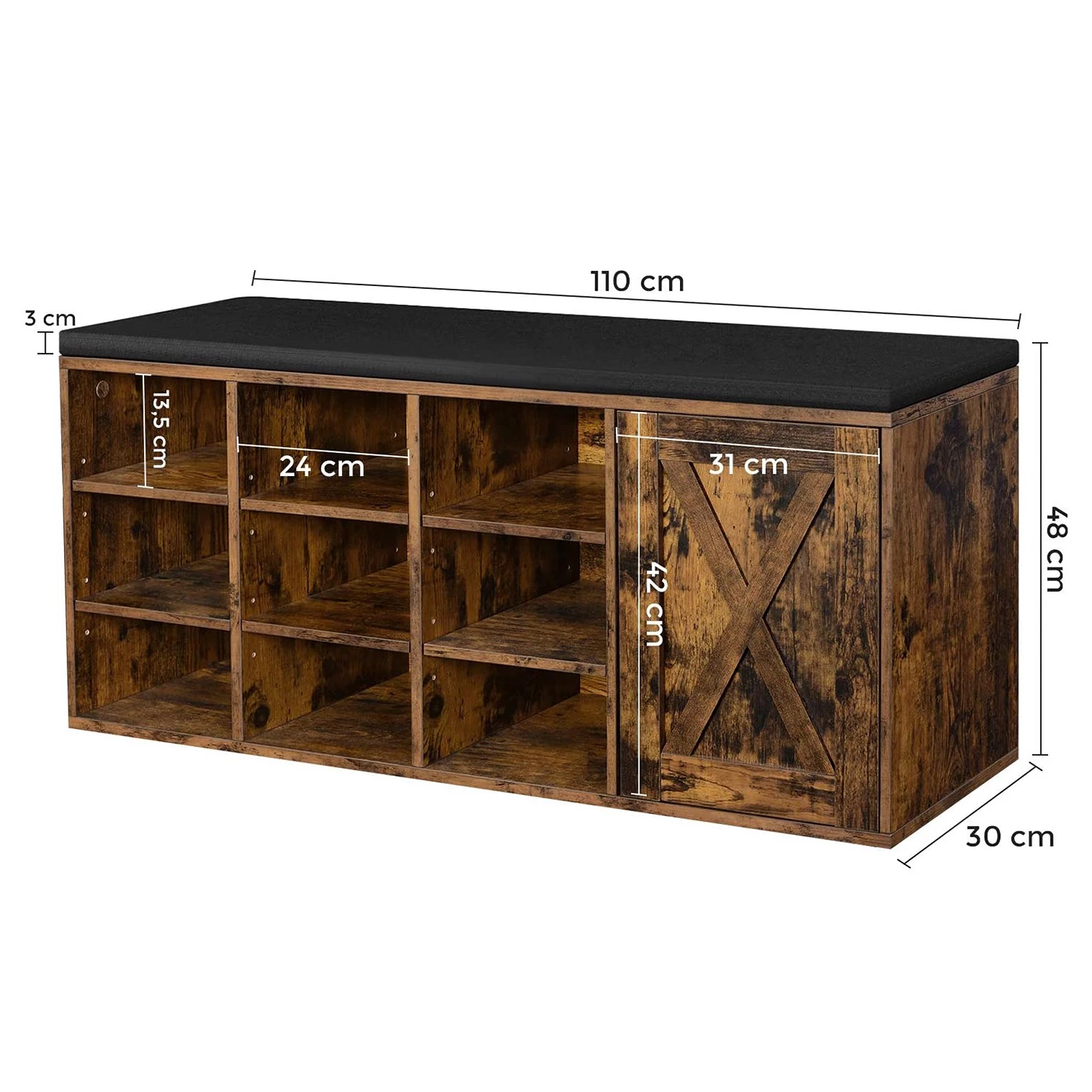 Red Living Banc d’entrée Bronzeville - Anthracite / Marron 11 Red Living Banc d’entrée Bronzeville - Anthracite / Marron – Image 9