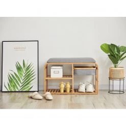 Norrwood Banc d’entrée Safari III - Lin / Bambou massif - Gris / Bambou -Bancs Soldes Boutique 1000355279 220603 021 MOOD DETAILS P000000001000355279 mood