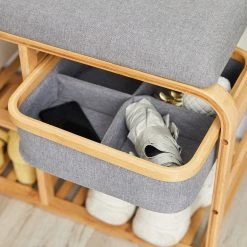 Norrwood Banc d’entrée Safari III - Lin / Bambou massif - Gris / Bambou -Bancs Soldes Boutique 1000355279 220603 031 DETAILS P000000001000355279