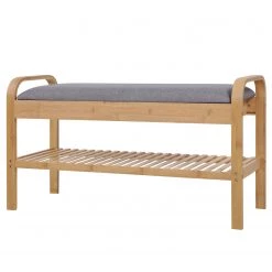 Norrwood Banc d’entrée Safari IV - Lin / Bambou massif - Gris / Bambou