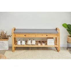 Norrwood Banc d’entrée Safari I - Lin / Bambou massif - Gris / Bambou -Bancs Soldes Boutique 1000355285 220603 021 MOOD DETAILS P000000001000355285 mood