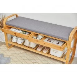 Norrwood Banc d’entrée Safari I - Lin / Bambou massif - Gris / Bambou -Bancs Soldes Boutique 1000355285 220603 022 MOOD DETAILS P000000001000355285 mood