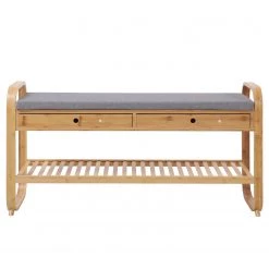 Norrwood Banc d’entrée Safari I - Lin / Bambou massif - Gris / Bambou -Bancs Soldes Boutique 1000355285 220603 030 DETAILS P000000001000355285