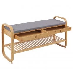 Norrwood Banc d’entrée Safari I - Lin / Bambou massif - Gris / Bambou -Bancs Soldes Boutique 1000355285 220603 031 DETAILS P000000001000355285