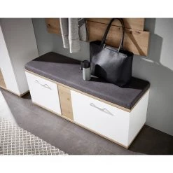 Maison Belfort Banc d’entrée Nizao - Blanc / Imitation chêne artisan -Bancs Soldes Boutique 1000363579 220713 022 MOOD DETAILS P000000001000363579 mood