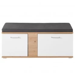 Maison Belfort Banc d’entrée Nizao - Blanc / Imitation chêne artisan -Bancs Soldes Boutique 1000363579 220713 030 DETAILS P000000001000363579