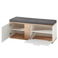 Maison Belfort Banc d’entrée Nizao - Blanc / Imitation chêne artisan -Bancs Soldes Boutique 1000363579 220713 040 DETAILS P000000001000363579