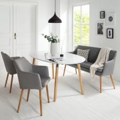 Mørteens Banquette Nicholas II - Granit -Bancs Soldes Boutique armlehnenstuhl nicholas ii webstoff eiche massiv granit 4720148