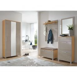 Voss Banc de vestibule Alavere - Taupe / Chêne Bianco -Bancs Soldes Boutique dielenschrank alavere ii 3757124