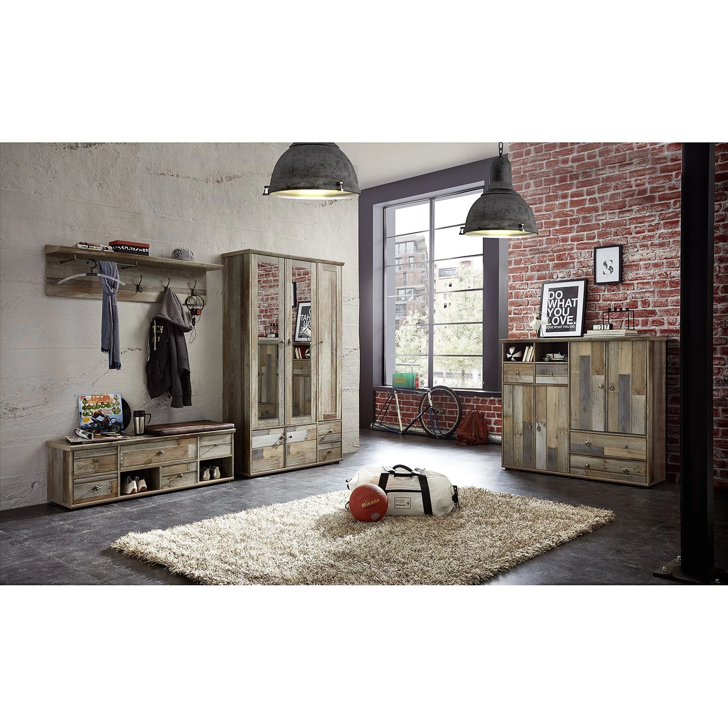 Red Living Banc de vestibule Tapara II (avec coussi - Marron / Gris 4 Red Living Banc de vestibule Tapara II (avec coussi - Marron / Gris – Image 2