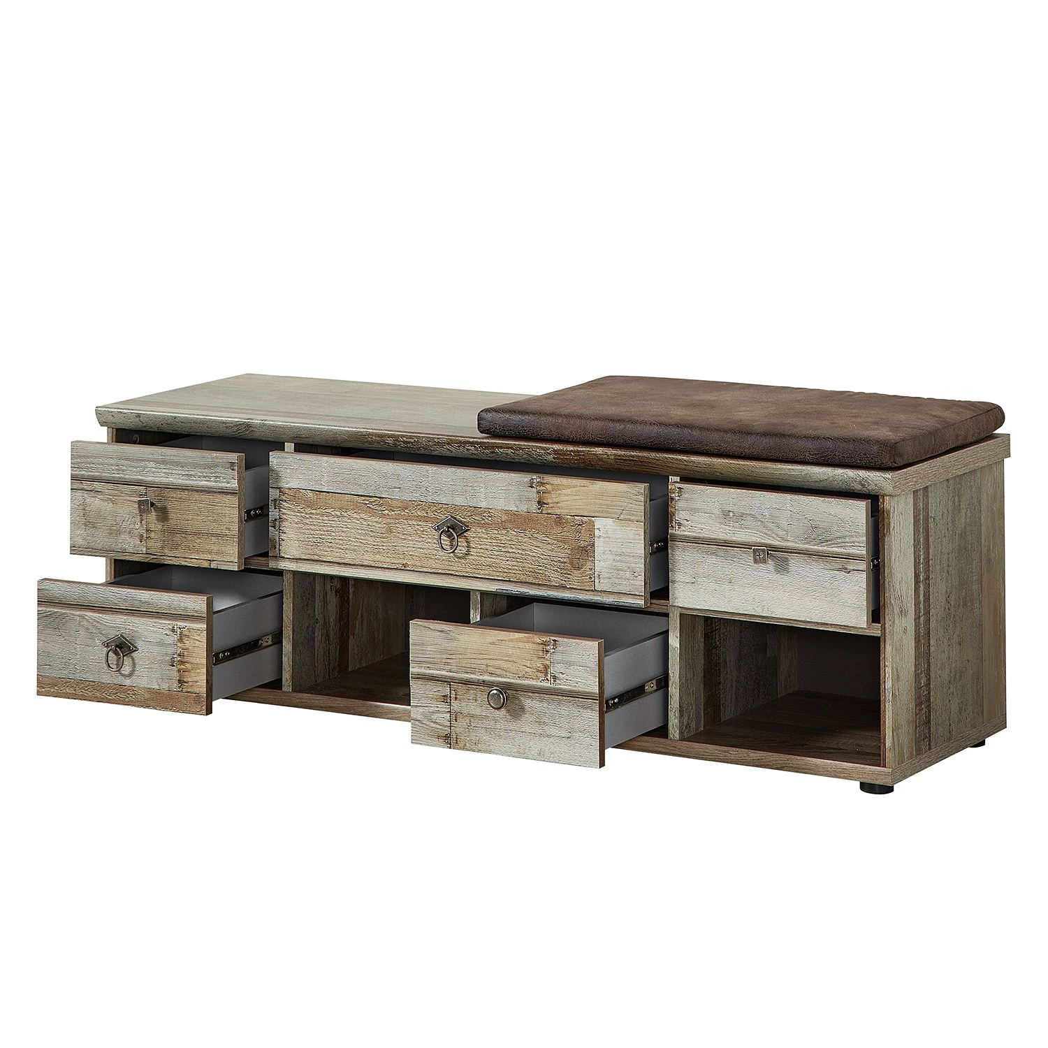 Red Living Banc de vestibule Tapara II (avec coussi - Marron / Gris 6 Red Living Banc de vestibule Tapara II (avec coussi - Marron / Gris – Image 4