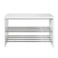 Home Design Banc à chaussures Gustav II - Blanc brillant / Chrome