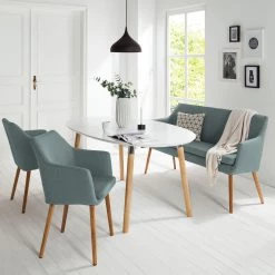 Mørteens Banquette Nicholas II - Gris menthe -Bancs Soldes Boutique kuechensofa nicholas ii webstoff eiche massiv mintgrau 5062848