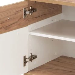 Germania Coffre à chaussures Nerola - Blanc / Imitation chêne de Navarre -Bancs Soldes Boutique schuhbank nerola weiss eiche dekor 4245012