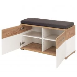 Germania Coffre à chaussures Nerola - Blanc / Imitation chêne de Navarre -Bancs Soldes Boutique schuhbank nerola weiss eiche dekor 4245020