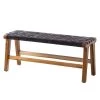 Eva Padberg Collection Banquette Bourbourg - Noir / Teck -Bancs Soldes Boutique sitzbank cryon echtleder teak massiv schwarz braun 4697432