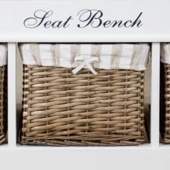 Maison Belfort Banc Elven - Paulownia massif - Blanc / Marron -Bancs Soldes Boutique sitzbank elven paulownia massiv weiss 4347436