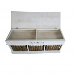 Maison Belfort Banc Elven - Paulownia massif - Blanc / Marron -Bancs Soldes Boutique sitzbank elven paulownia massiv weiss braun 5036592