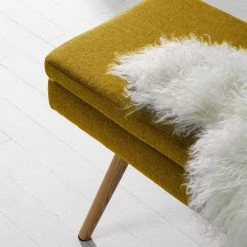 Mørteens Banquette Nicholas - Jaune curry -Bancs Soldes Boutique sitzbank nicholas webstoff eiche massiv currygelb 4700284