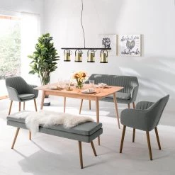 Mørteens Banquette Nicholas - Granit -Bancs Soldes Boutique sitzbank nicholas webstoff eiche massiv granit 4775084