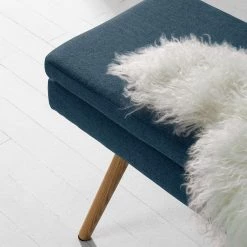 Mørteens Banquette Nicholas - Bleu jean -Bancs Soldes Boutique sitzbank nicholas webstoff eiche massiv jeansblau 5125568